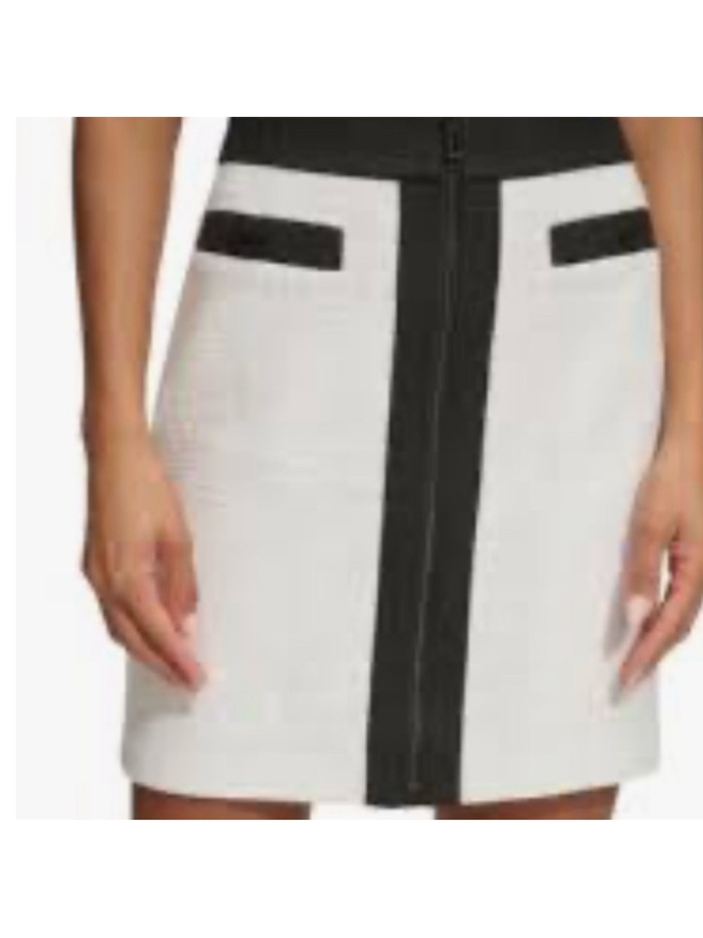 NWT Karl Lagerfeld Contrast White and Black Zip-Front Women's Skirt